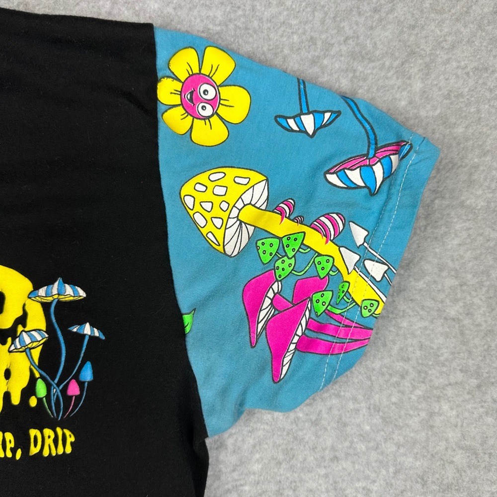 Fresh Laundry Mens Dont Trip Drip Mushroom Smiley‎ Colorblock Sleeve T-Shirt L - Picture 4 of 12